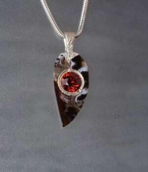 Garnet in an Onyx Geode set with Pure Silver