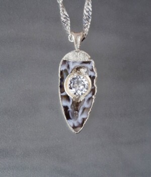 Silver Topaz in an Onyx Geode set with Pure Silver